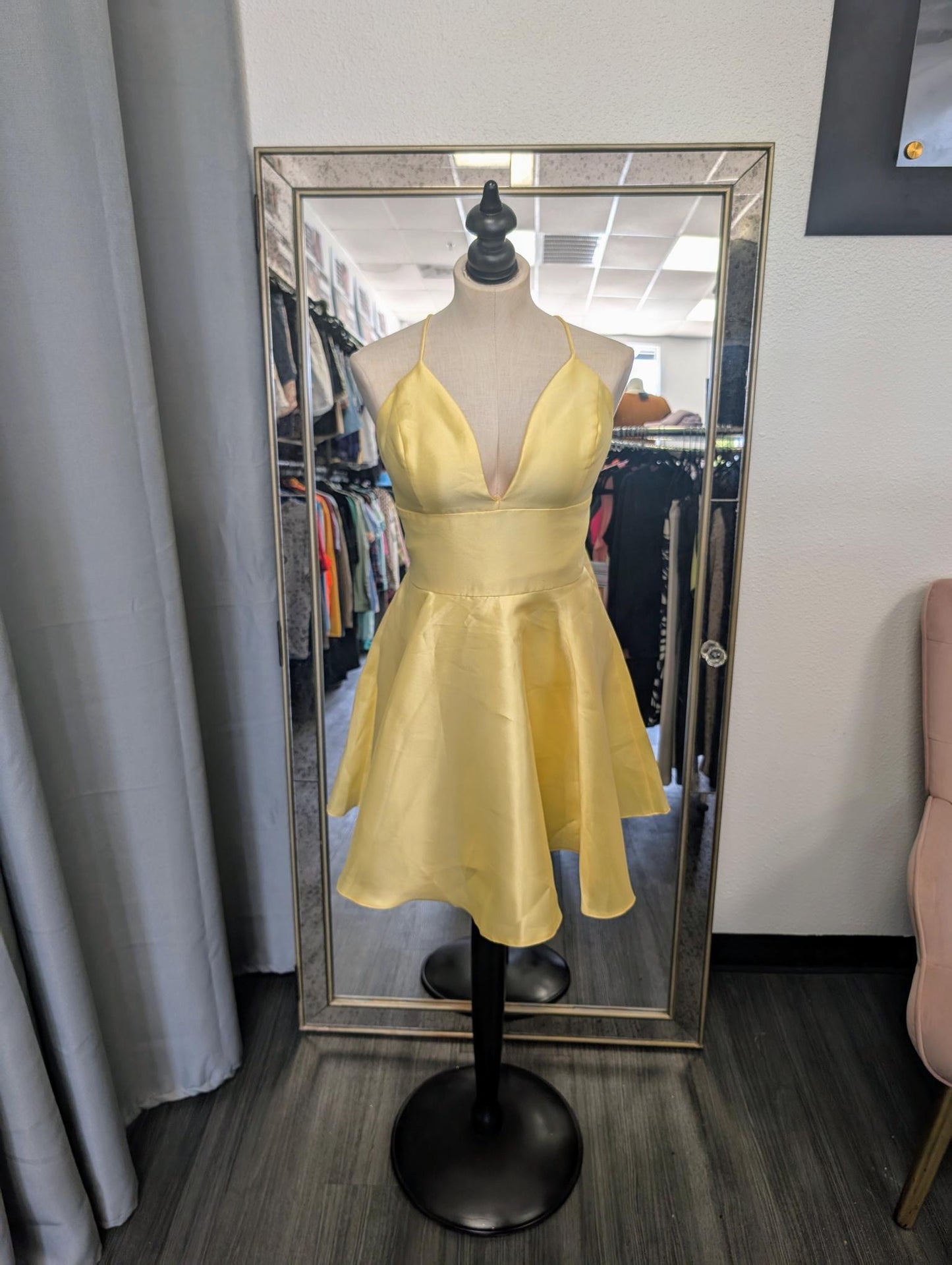 Sherri Hill Satin V-Neck Cocktail Dress