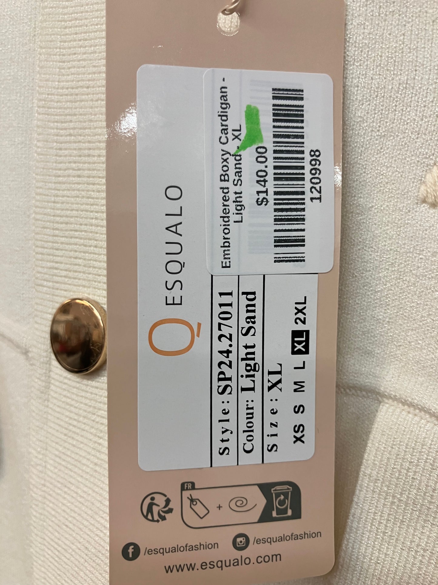 Esqualo Embroidered Boxy Cardigan