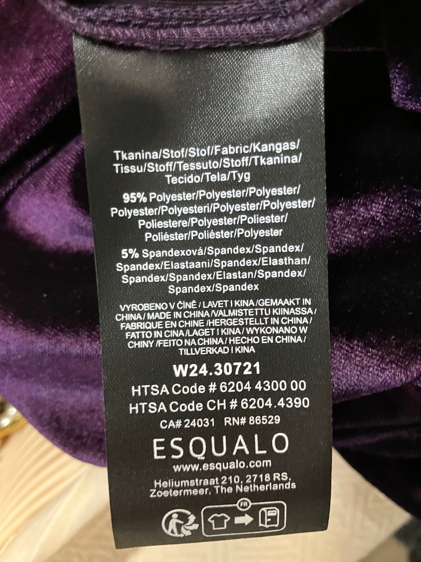 Esqualo Velour Purple Dress