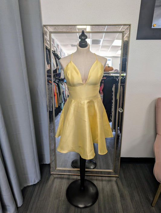 Sherri Hill Satin V-Neck Cocktail Dress