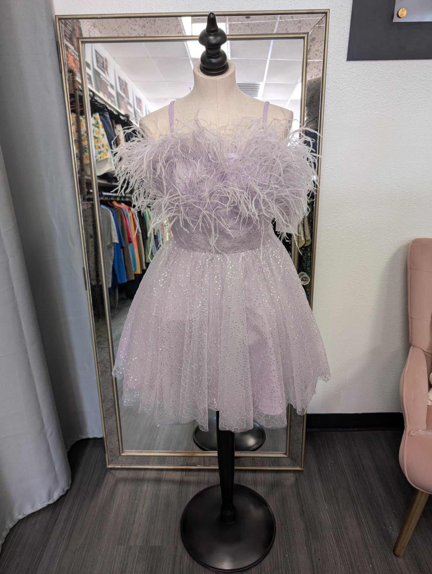 Sequin Chiffon A-Line Cocktail Dress