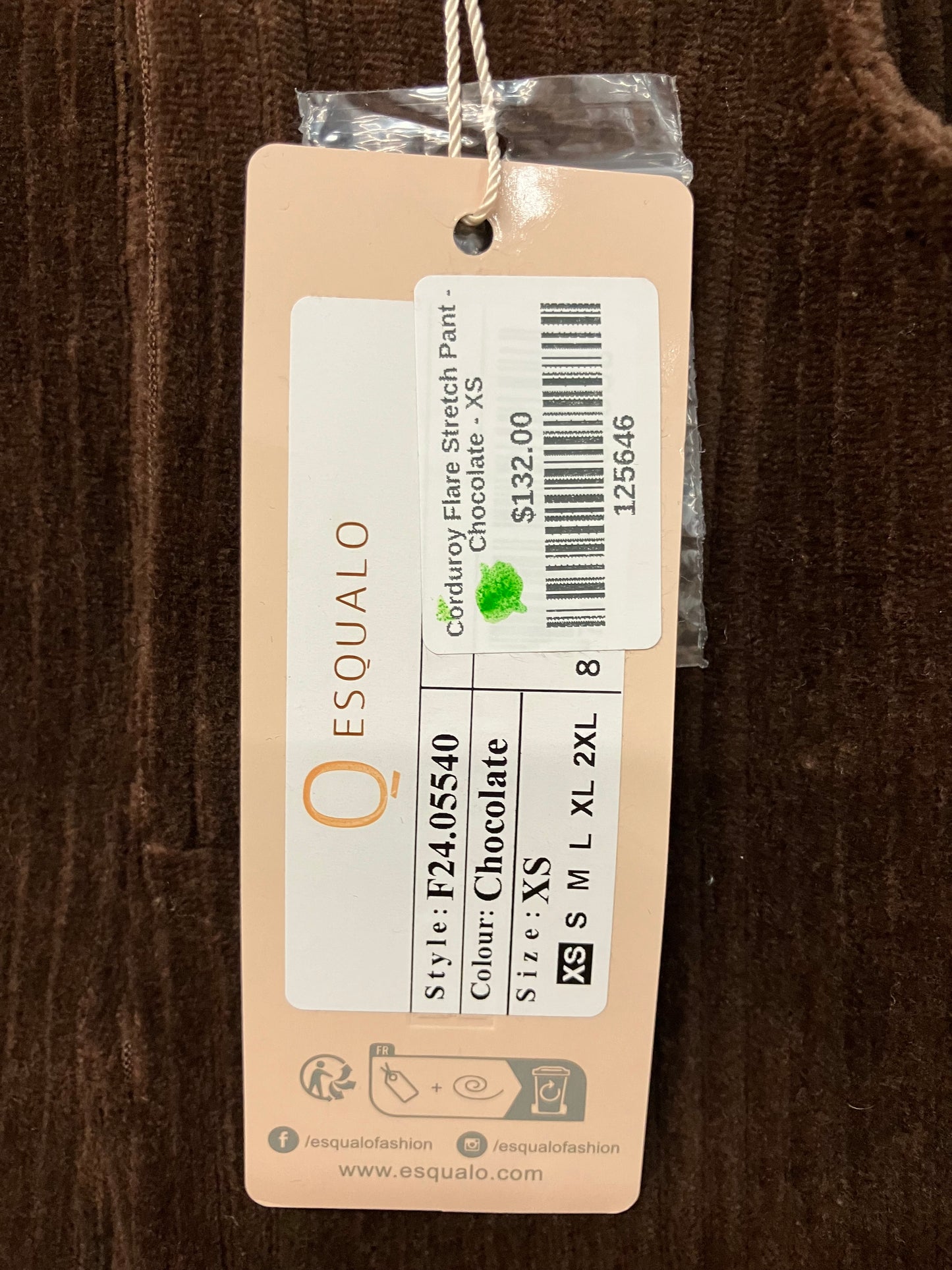 Esqualo Chocolate Corduroy Women's Pants