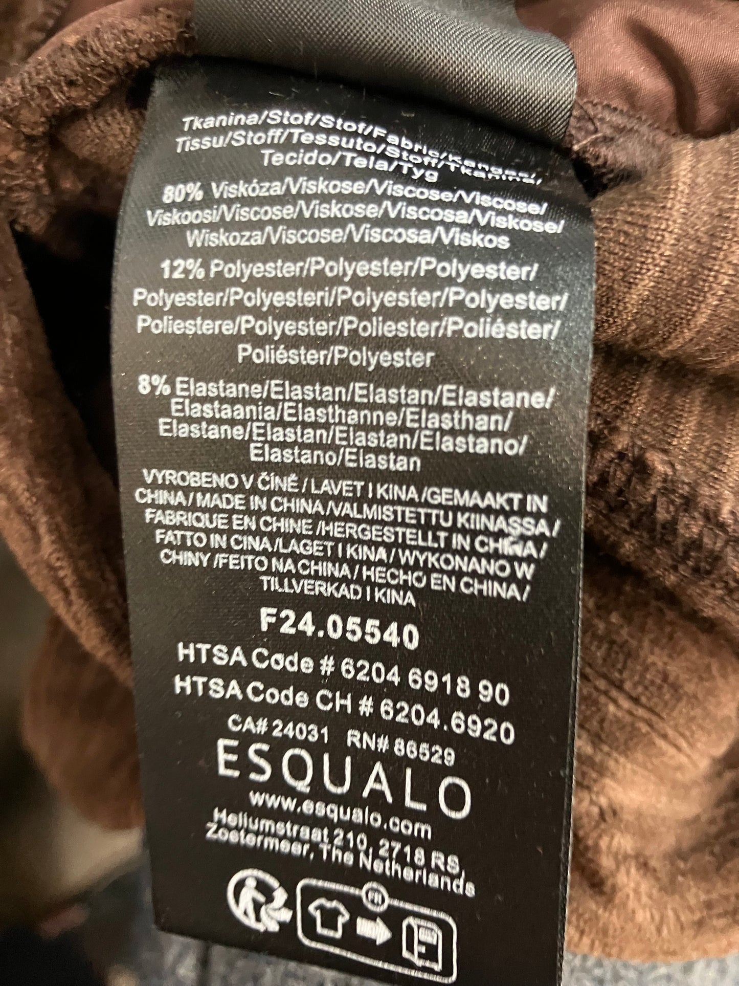 Esqualo Chocolate Corduroy Women's Pants