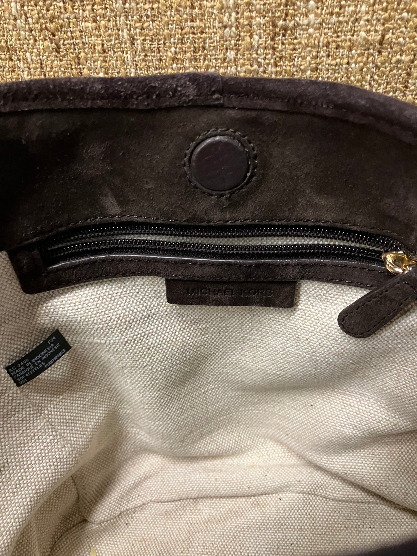 Michael Kors Chocolate Leather And Canvas Purse